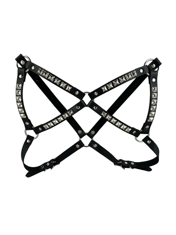 Vegan Leather Pyramid Studded Bra Harness