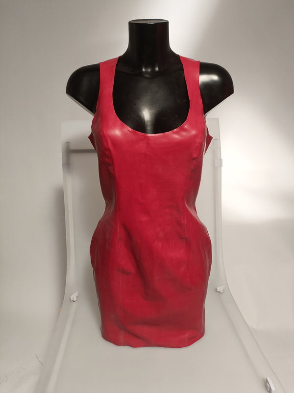 Clearance - Latex Vest Dress In Red Size L