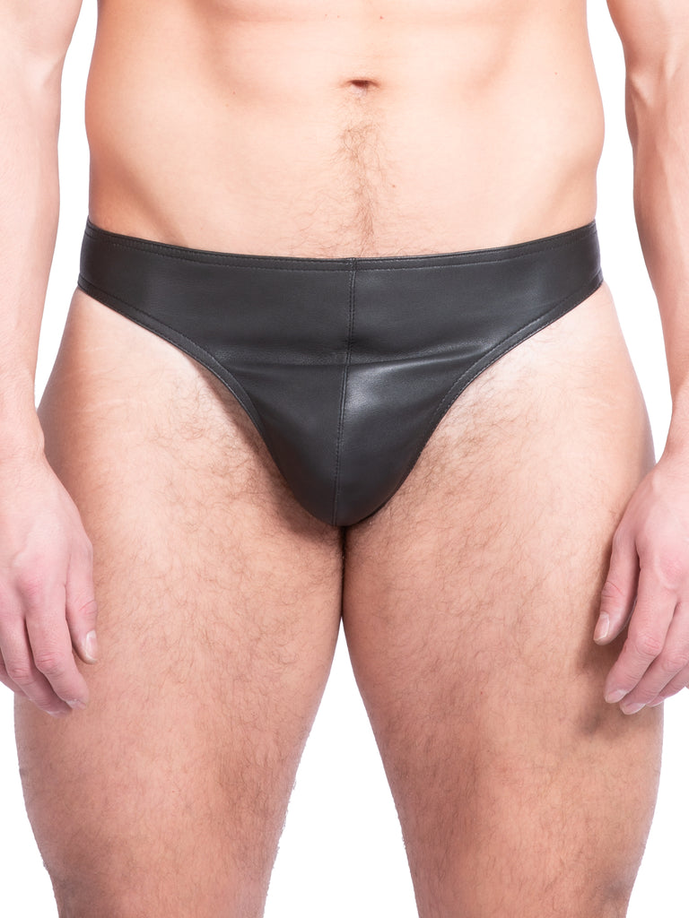 Leather Rear-Buckle Briefs - One Size
