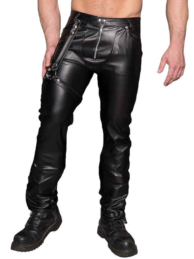 Black PVC Pants - Thru Zip  Mens leather pants, Leather jeans