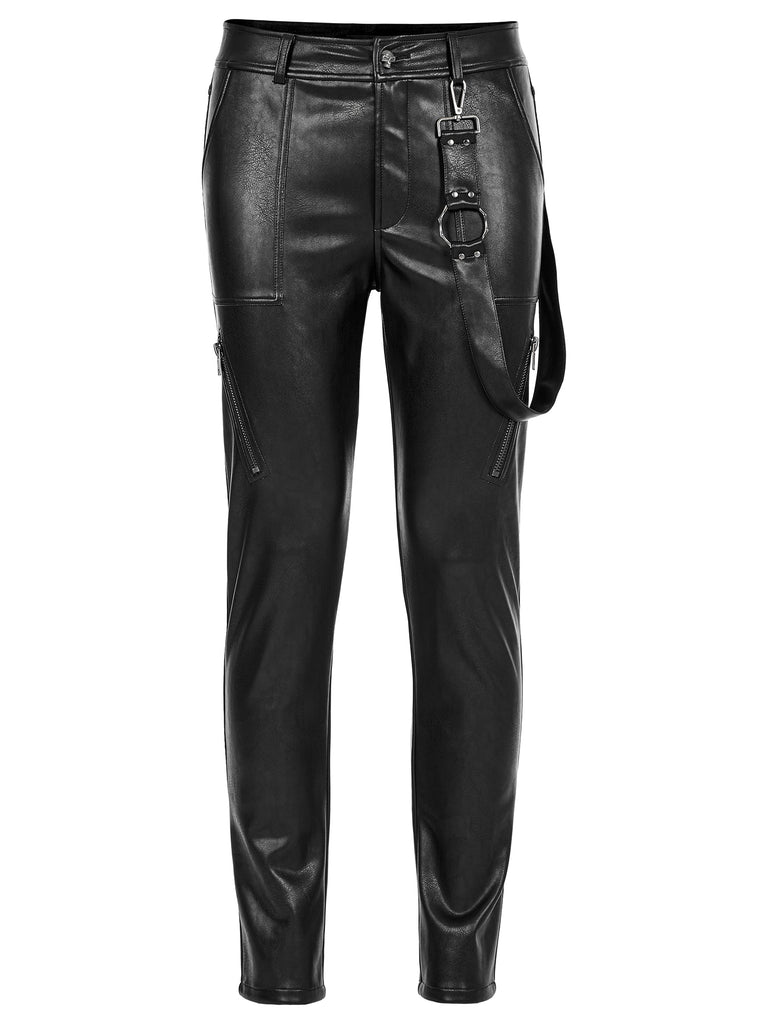 Men's Leather fitted Zipper Trousers from Punk Rave