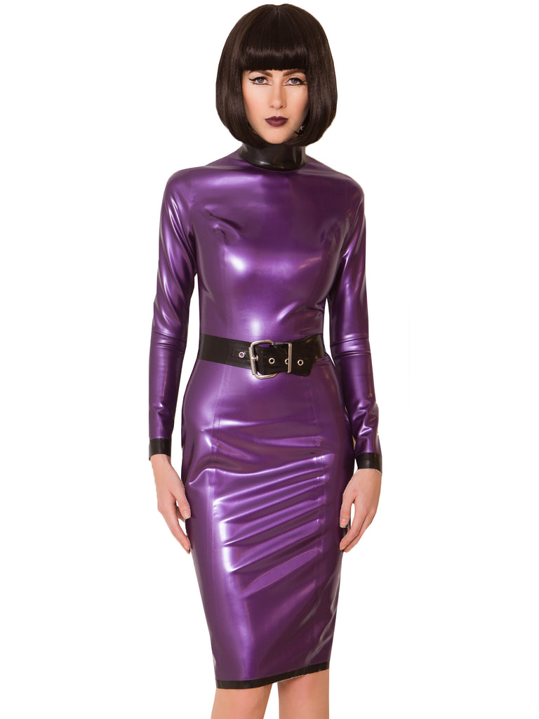 Skin Two UK Latex Incognito Dress in Purple Dress