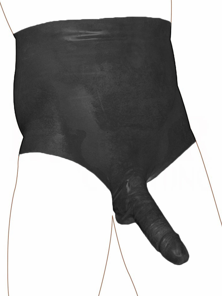 Handmade Black Latex Legging With Glued Penis Sheath Rubber