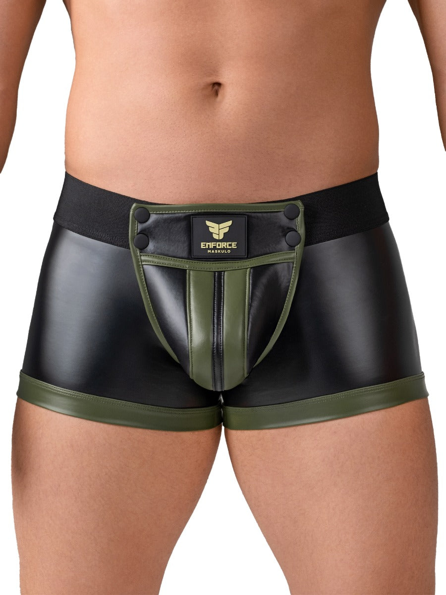 Trunk Shorts With Detachable Codpiece In Black And Green Skin Two Uk 7577