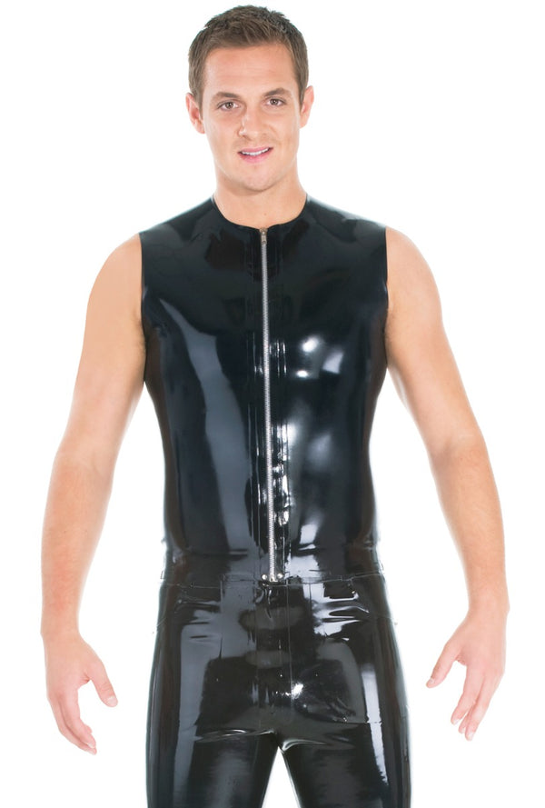 Skin Two UK Size M Clearance Zip Front Sleeveless Latex T-Shirt Size Medium Clearance